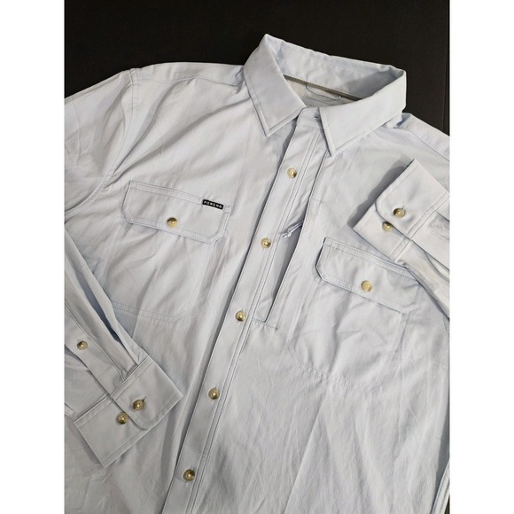 Poncho Men's Slim Fit Performance Fishing Shirt Blue Medium - Picture 1 of 8